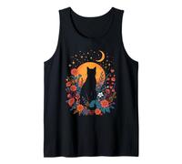 Cat Moonlight Spirit Amidst Botanical Flowers Tank Top