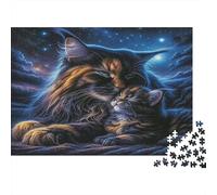 Cat Mother And Kitten Jigsaw Puzzles 1000Pc Recycled Paper for Adults Puzzle for Adults Educational Game Decompression Fun Home Activity Great Gift Idea for Gift Giving 52x38cm/1000pcs