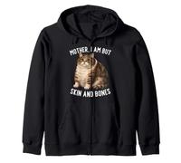 Cat Mother I Am But Skin and Bones Funny Cat Mom Zip Hoodie