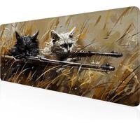 Cat Mouse Mat 1600x800x3 mm Large Gaming Mouse Pad Black Keyboard Mat Stitched Edges, Non Slip Rubber Base, Waterproof Soft Cloth, Computer Accessories for Home Office Decor, Gifts PjY5210 H-E