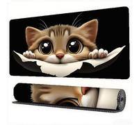 Cat Mouse Pad 1500 x 800 x 3 mm XXL Desk Mat Animal Mouse Mat, Extended Japanese Mousepad Large Desk Pad with Non-Slip Base and Stitched Edge Office Accessories for Home Computers Gaming Work,Model904