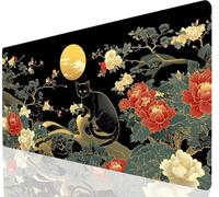 Cat Mouse Pad 600 x 300 mm Large Desk Mat Green Mousepad Gaming With Waterproof Surface Non-Slip Rubber Base, Extended Mouse Mat With Stitched Edge, Gaming Mousepad for Office Accessories a-1488