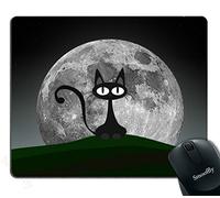 Cat Mouse Pad Black cat on a Beautiful Night with Full Moon Personality Desings Gaming Mouse Pad