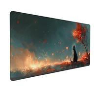 Cat Mouse Pad Large 90x30cm, Red Gaming Mouse Pad Waterproof Desk Mat with 3MM Stitched Edges, Non-Slip Rubber Base Mousepad Computer Accessories for Gaming, PC, Laptop, Office, Home, Gifts -lsy2603CQ