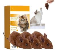 Cat Mouse Toy, Simulation Wind Up Plush Mouse, Mini Jumping Rat Plush Mice Realistic Looking Pet, Plushs Rat Chasing Prank Toy, Catnip Teeth Cleaning Toys for Kick Bite Cat Interactive Present (3 PCS)