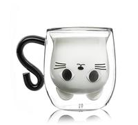 Cat Mugs, Cute Double Wall Glass Coffee Tea Cup, Gifts for Birthday Valentines Mothers Day Easter Christmas, Women Wife Mum Her Grandma Girl Teacher Friend Present Idea
