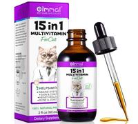 Cat Multivitamin, 15 in 1 Multivitamin for Cats, Cat Vitamins Liquid Supplements Drops for Hip & Joint, Skin & Coat, Immune, With Glucosamine and MSM