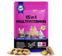 Cat Multivitamin Chews,Cat Treats for Heart Health, Bones, Joint, Skin & Coat, Bladder, Immune System Support,30 chew