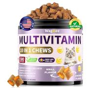 Cat Multivitamin with Fish Oil, 500 Crunchy & Creamy Chews - 10 In 1 Vitamins Support, Skin & Coat Supports - with Omega 3s, Taurine, Biotin for Cat All Breeds & Ages - Krill Flavor
