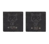 Cat Mum Cat Dad Slate Coaster Engraved Gift From The Cat 60 SECOND MAKEOVER Black One Size