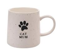 Cat Mum / Dad Stoneware Mug with Black Paw Print Design