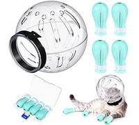 Cat Muzzle for Grooming Cat Adjustable Hood with Paw Covers, Kitten Breathable Anti Bite Muzzles Anti Scratch Boots Silicone Pussy Shoes Boots Kitten Paw Protector for Pet Bathing Shaving(Medium)