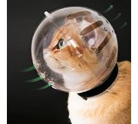 Cat Muzzle & Helmet - Breathable Adjustable Kitten Astronaut Pet Hood - Prevents Biting, Chewing - Aggressive Cat Ball Mask (L, 9-17.5 lb)-Ling