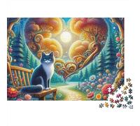 Cat Mystic Heart Forest Jigsaw Puzzle for Adults 1000 Piece Jigsaw Puzzle Relax Decor Gift 38x26cm/1000pcs