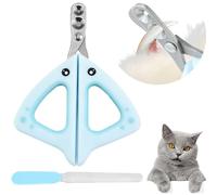 Cat Nail Clippers, 2PCS Cat Nail Clippers with Safety Guard Set Includes Cat Claw Clipper Pet Nail Grinder, Cat Clippers with 2mm&4mm Positioning Holes, for Cat Hamsters and Other Small Animals (Blue)