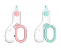 Cat Nail Clippers, Pet Nail Trimmers for Small Animals with LED Lights and Safety Lock, Professional Pet Beauty Care Tools, Avoid Excessive Cutting, Suitable for Tiny Dog Cat Rabbit Bird (Pink+Blue)