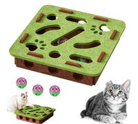 Cat Nail File Box, 2026 Upgraded Interactive Cat Scratch Puzzle Enrichment Box Nail File with 3 Balls, Cats Felt Nail File Scratcher for Indoor Cats Scratching (Green)
