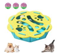 Cat Nail File Box, Cat Scratch Puzzle Enrichment Box,3 In 1 Cats Nail File Enrichment Box,Cats Toy Box (Yellow - Round)