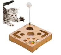 Cat Nail File Box, Wooden Activation Mat with Labyrinth Design, Claw File Box with Bell Ball for Cats, for Kittens, Puppies, Rabbits, for Playing in the House and for Indoor Use