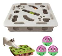 Cat Nail File Enrichment Box, Cat Scratch Puzzle Box, Cats Scratch Puzzle Enrichment Box with 3 Bell Balls, Stimulate Kittern Energy and Instincts, Fun DIY Entertainment for Indoor,Square White