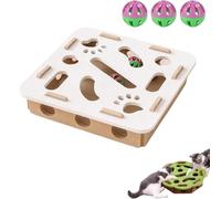 Cat Nail File Enrichment Box, Cat Scratch Puzzle Enrichment Box, Kitten Nail File Scratcher Stress Free, Alternative to Clippers and Grinders, with 3 Bell Funny Balls (Square - Camel)