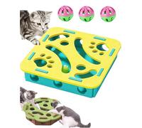 Cat Nail File Enrichment Box, Cat Scratch Puzzle Enrichment Box with Balls, Interactive Cats Scratches Puzzle Boxs Mental Felt Maze Box for Indoor Cats (Yellow, Square)