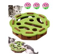 Cat Nail File Enrichment Box, Cat Scratch Puzzle Enrichment Box with Balls, Interactive Cats Scratches Puzzle Boxs Mental Felt Maze Box for Indoor Cats (Blue, Round)