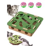 Cat Nail File Enrichment Box, Cat Scratch Puzzle Enrichment Box with Balls, Interactive Cats Scratches Puzzle Boxs Mental Felt Maze Box for Indoor Cats (Yellow, Round)