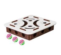 Cat Nail File Enrichment Box - Felt Enrichment Toys | Cat Maze With Ball - 30x30x8cm Scratching Puzzle Hole Cuboid | For Home Living Room Play Area Apartment Behavior Training Alone Time 4Pcs Kit