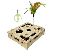 Cat Nail File Enrichment Box, Multi-Activity Design, 29.5x25x7cm, 2026 Cat Nail File Box With Bell Ball And Sandpaper, Claw Care, Wooden Construction, For Indoor Cats