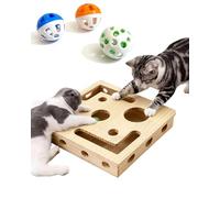 Cat Nail File Enrichment Box - Nail File Cat Box, Gentle Nail Filing Design, Interactief Puzzelontwerp, Durable Natural Wood Construction, It Comes with Three Bell Balls for the Cats to Play With