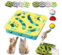 Cat Nail File Enrichment Box - Stress-Free Nail Filing Alternative, Unleash Natural Instincts with Interactive Self-Play for Indoor Cats, Durable Cat Puzzle & Scratcher Toy (Square-yellow)