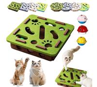Cat Nail File Enrichment Box - Stress-Free Nail Filing Alternative, Unleash Natural Instincts with Interactive Self-Play for Indoor Cats, Durable Cat Puzzle & Scratcher Toy (Square-green)