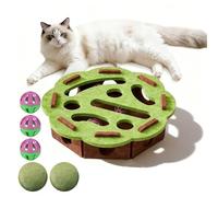 Cat Nail File Enrichment Box, Upgraded Cat Nail File Scratcher with Bell Balls, Cats Scratch Puzzle Enrichment Box: Nail File Stress Free Alternative to Clippers and Grinders (Flower-Green, Finished)