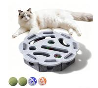 Cat Nail File Enrichment Box, Upgraded Cat Nail File Scratcher with Bell Balls, Cats Scratch Puzzle Enrichment Box: Nail File Stress Free Alternative to Clippers and Grinders (Flower-Grey, Assembly)