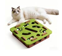 Cat Nail File Enrichment Box, Upgraded Cat Nail File Scratcher with Bell Balls, Cats Scratch Puzzle Enrichment Box: Nail File Stress Free Alternative to Clippers and Grinders (Square-Green, Assembly)