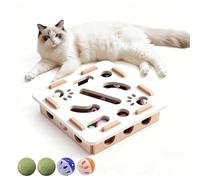 Cat Nail File Enrichment Box, Upgraded Cat Nail File Scratcher with Bell Balls, Cats Scratch Puzzle Enrichment Box: Nail File Stress Free Alternative to Clippers and Grinders (Square-White, Finished)