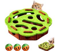 Cat Nail File Enrichment Box with Bell Ball & Sandpaper Inside, Cat Scratch Puzzle Enrichment Box Nail File, Gift for a Cats That Hates Having Its Nails Trimmed (Green,Round)