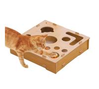 Cat Nail File Enrichment Box - Wooden Scratch Puzzle Board, Integrated Bell Ball Toy, Durable Interactive Play Structure, Claw Care Activity System for Mental Stimulation