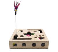 Cat Nail File Scratch Box - Wooden Enrichment Puzzle Toy Sandpaper Inner Pad Interactive Bell Mint Ball Design Durable Scratching Cube | Cat Claw Activity Toy
