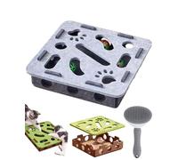 Cat Nail File Scratch Enrichment Box, Cat Scratch Puzzle Enrichment Box, Felt Maze Toys for Indoor Cats Scratching and Hunting Mental Maze Boxes, Present Idea for Cats Hosts (Gray, Square)