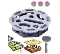 Cat Nail File Scratch Enrichment Box, Cat Scratch Puzzle Enrichment Box, Felt Maze Toys for Indoor Cats Scratching and Hunting Mental Maze Boxes, Present Idea for Cats Hosts (Gray, Round)