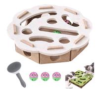 Cat Nail File Scratch Enrichment Box, Cat Scratch Puzzle Enrichment Box, Felt Maze Toys for Indoor Cats Scratching and Hunting Mental Maze Boxes, Present Idea for Cats Hosts (White, Round)