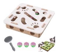 Cat Nail File Scratch Enrichment Box, Cat Scratch Puzzle Enrichment Box, Felt Maze Toys for Indoor Cats Scratching and Hunting Mental Maze Boxes, Present Idea for Cats Hosts (White, Square)