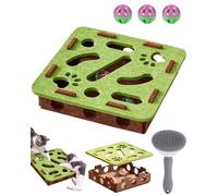 Cat Nail File Scratch Enrichment Box, Cat Scratch Puzzle Enrichment Box, Felt Maze Toys for Indoor Cats Scratching and Hunting Mental Maze Boxes, Present Idea for Cats Hosts (Green, Square)