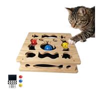 Cat Nail File Scratch Enrichment Box,Solid Pine Wood Puzzle Toy with Widened Safety Holes,Stress Free Alternative to Clippers&Grinders,Interactive Maze for Indoor Cats,Sandpaper.(Fish pattern-3 Ball)