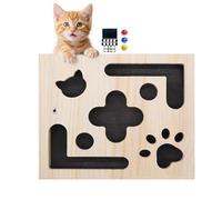 Cat Nail File Scratch Enrichment Box,Solid Pine Wood Puzzle Toy with Widened Safety Holes,Stress Free Alternative to Clippers&Grinders,Interactive Maze for Indoor Cats,Sandpaper.(Cat pattern-3 Ball)