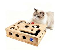 Cat Nail File & Scratch Puzzle Enrichment Box, Interactive Cat Puzzle Toy, Cat Nail File Scratch Enrichment Box with Bell Mint Balls, Wooden Toy Boxs Sandpaper Inside for Indoor Cats Scratching