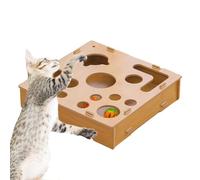 Cat Nail File Scratcher Box | Wooden Enrichment Board Maze - Cat Scratch Puzzle Box with Bell Ball - for Dog Pet Kitten Puppy Rabbit House Play Indoor