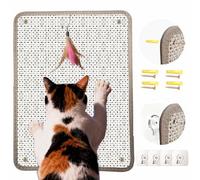 Cat Nail File Scratcher- Natural Sisal Scratching Pad with 80-Grit Aluminum Oxide, Wall/Floor Cat Scratcher is Ideal for Trimming Cat Nails & Furniture Protection (16.65"x13.58")